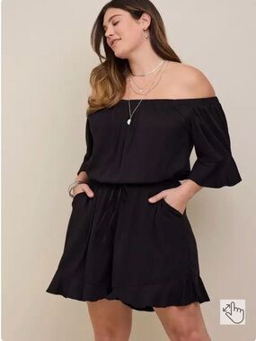 Torrid Stretch Challis Off-Shoulder Romper
